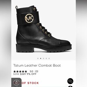 In brand new condition, michael kors varnish leather black tatum combat boots.